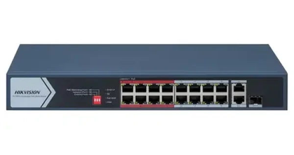 Hikvision DS-3E0318P-E/M(C) / Switch / 16x 100 Mbps RJ45 PoE / 1x Gb RJ45 / 1x Gb Combo / 130W PoE budget (DS-3E0318P-E/M(C))