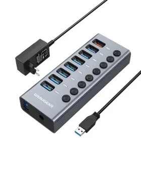 GrauGear USB hub 7 portů / USB hub / USB 3.0 / 7x USB-A / 1x nabíjecí port (G-HUB71-A)