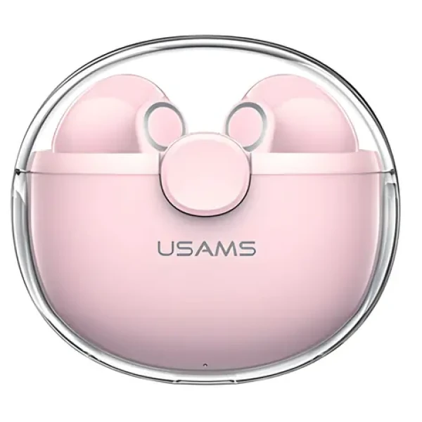 USAMS BHUBU04 TWS růžová / Bezdrátová sluchátka do uší / Bluetooth 5.1 / 30 mAh + 300 mAh (BHUBU04)