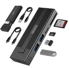 Zenwire HUB63 / Externí box pro M.2 SSD s USB-C hubem / 7v1 / NVMe / PCIe / SATA / SD