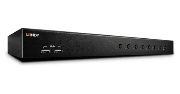 Lindy KVM Switch Pro 8 Port černá / KVM přepínač / DVI-I Single Link / USB 2.0 / Audio / max. 1920x1200 (39317)