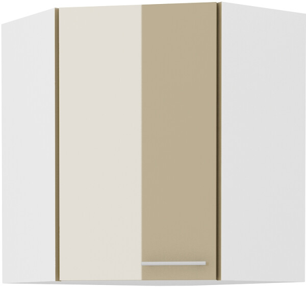 Horní rohová skříňka Lara 60x60 GN-72 1F (45°) Barva korpusu: Bílá, Barva dvířek: Cappucino lesk