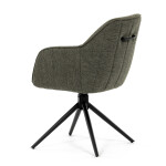 Židle jídelní a konferenční, zelená látka, černé kovové nohy, otočný mechanismus