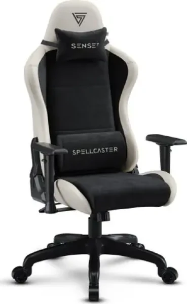 SENSE7 Spellcaster FUKU PU černo-béžová / Herní židle / Alcantara / nastavitelná / pojezdová kolečka / nosnost 150 kg