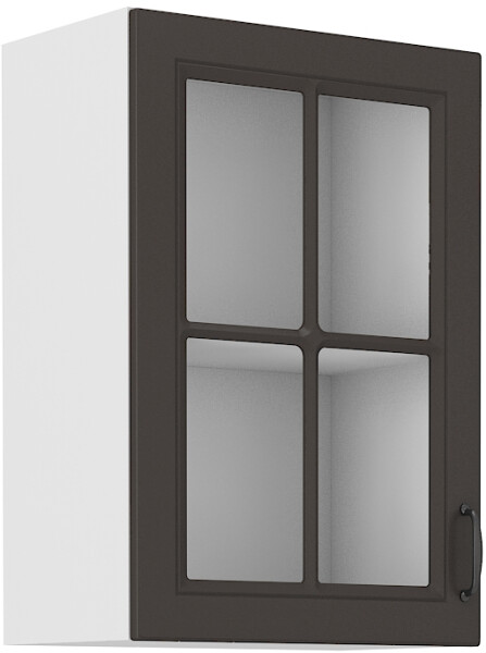 Horní prosklená skříňka Stilo 40 GS-72 1F Barva korpusu: Bílá, Barva dvířek: Grafit