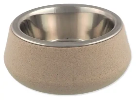 Dog Fantasy Miska nerez EcoStyle béžová / Miska pro psy / bambusový stojan / 14 cm / 480 ml (454-855015)