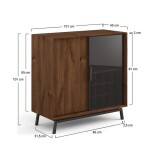 Massivo.cz Komoda s barem (vinotékou) Modern Loft 1d/1s, hnědá, dub, masiv