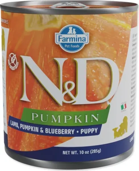 Farmina ND Pumpkin Puppy Lamb, Pumpkin Blueberry 285 g / Konzerva pro psy / štěňata / jehněčí / bez obilovin (L4-85011)