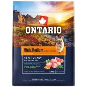 Ontario Mini Medium Weight Control Turkey Brown Rice 2.25kg / Granule pro dospělé psy (214-13146)