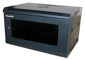 XtendLan 9U/600x600 / Nástěnný rozvaděč / jednodílný / skleněné dveře (WS-9U-66-BLACK-P)