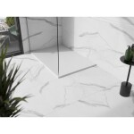 MEXEN/S - Stone+ obdélníková sprchová vanička 130 x 90, bílá, mřížka bílá 44109013-W