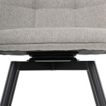 Židle jídelní, krémová látka, 360° otočný mechanismus, černý matný lak, kovové nohy