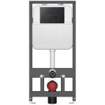 CERANO - Kompletní WC set Basic/Forte - bílá lesklá - WC tlačítko Modulo/Černá - závěsné - předstěnová instalace - 51x36 CER-8050BD86143