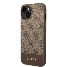 Pouzdro Guess 4G Stripe iPhone 14 hnědé