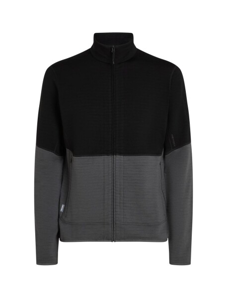 ICEBREAKER Mens 400 RealFleece Descender LS Zip, Black/Obsidian/Cb (vzorek) velikost: M