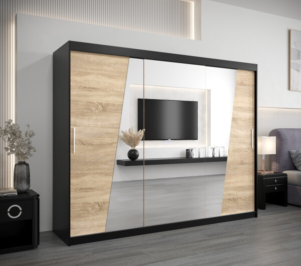 Šatní skříň Abi R0 Barva korpusu: Černá, Rozměry: 250 cm, Dveře: Dub sonoma