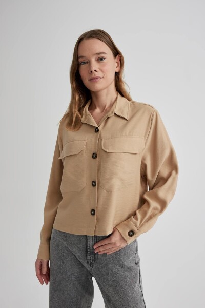 DEFACTO Crop Twill Long Sleeve Shirt