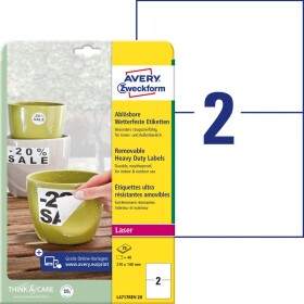 Avery-Zweckform L4717REV-20 Fóliové etikety 210 x 148 mm poylesterová fólie bílá 40 ks přemístitelné barevná laserová tiskárna, laserová tiskárna, barevná
