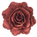 Dekorace oplatková - Růže velká 55 mm, burgundy perleť, 3 ks