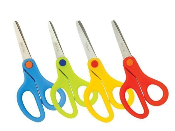 Nůžky školní 13 cm asymetrické, mix barev