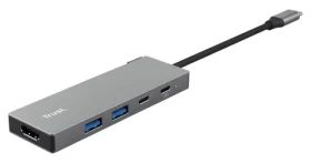 Trust Dalyx 5-in-1 stříbrná / USB-C hub / HDMI 4K 60Hz / 2x USB-A / 2x USB-C / PD 85W (26062)