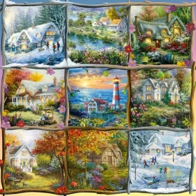 ALIPSON Čtvercové puzzle Koláž čtyř ročních období