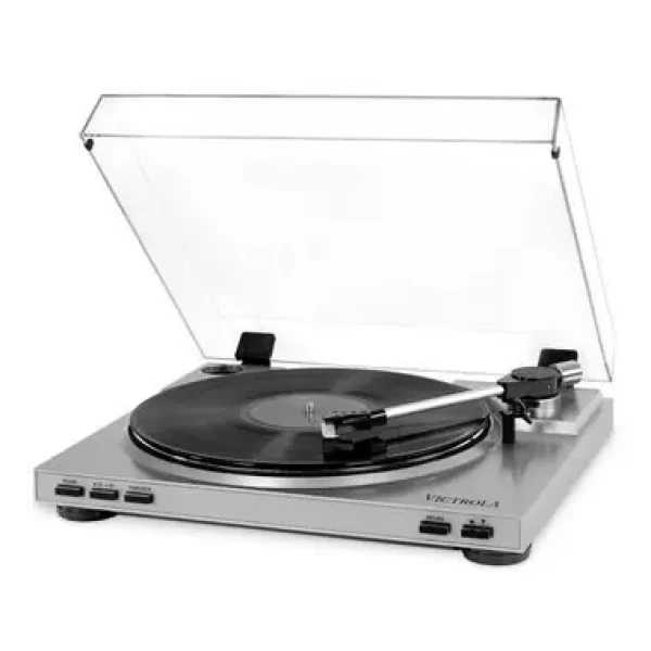 Rozbaleno - Victrola VPRO-3100 stříbrná / Gramofon / 33 45 RPM / RCA / USB / předzesilovač / rozbaleno (VPRO 3100 SLV-EU.rozbaleno)
