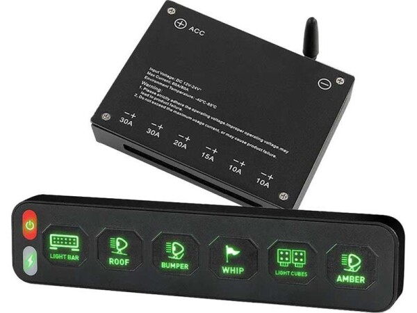 Ovládací panel se spínači pro 6 spotřebičů do karavanu L296A