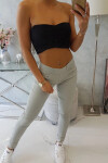 Kalhoty v barvě denim šedé XL