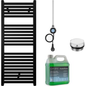 CERANO Koupelnový elektrický radiátorový set Donovan - WIFI - 300W - černá matná - 1200x500 mm