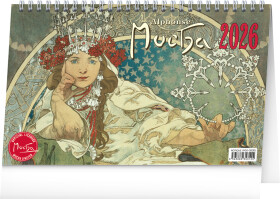 Stolní kalendář 2026 NOTIQUE - Alfons Mucha, 23,1 x 14,5 cm