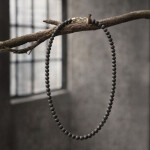 Pánský korálkový náhrdelník Fernando Gold - 6 mm lávový kámen, Černá 60 cm