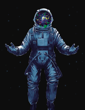 Antistresové omalovánky TSvetnoy TSvetnoy, LG239e, Diamond painting - diamantové malování, 40 x 50 cm, Kosmonaut