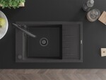 MEXEN/S - Elias granitový dřez s odkapávačem včetně baterie Duo, černá kropenatá 6511-76-671701-70-B