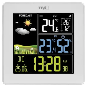 TFA 35.1174.02 SUN 2 bílá / Domácí meteostanice / Vnitřní a venkovní teplota a vlhkost / DCF hodiny / Dosah 100 m