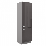 Skříňka pro vestavenou lednici 60 LO-210 2F Barva korpusu: Šedá, Barva dvířek: Šedý lesk (Šedá)