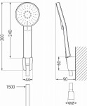 MEXEN/S - R40 Royo vanová baterie se sprchou set, černá 7223R40-70