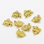 Přívěsek tibetského stylu - slon - starozlatý - 12 x 14 x 2 mm - 1 ks