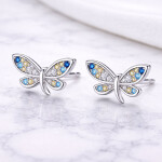 Jemné náušnice Clotilde - motýlci, stříbro 925/1000, Modrá