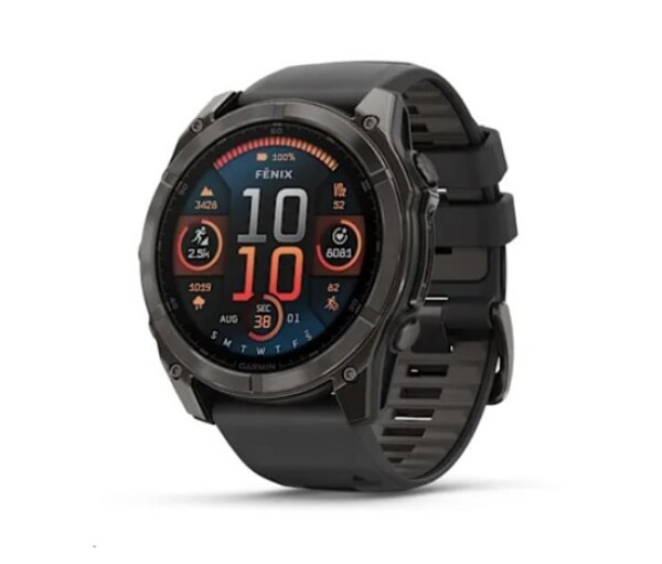 Garmin fenix® 8 AMOLED Sapphire - 51 mm - Carbon Gray DLC Titanium with Black | Pebble Gray Silicone Band, EU EDF_2393699