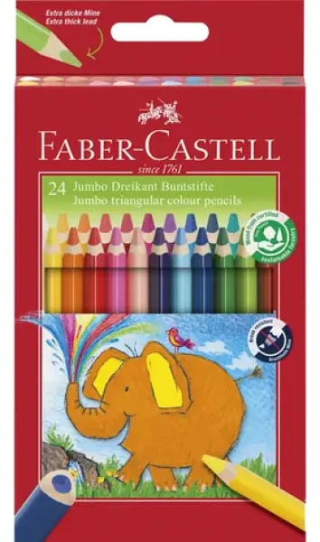 FABER-CASTELL Pastelky trojhranné Jumbo / tloušťka 5,4 mm / 24 ks / papírová krabička (116524)