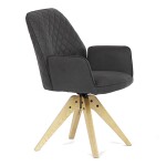 Židle jídelní s područkami, černá látka, nohy z jasanu, otočná P90°+ L 90° s vratným mechanismem - funkce reset