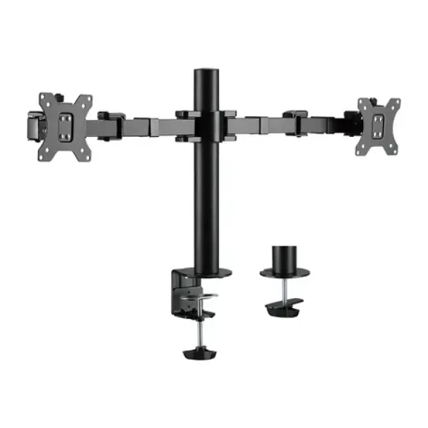 LogiLink stolní držák pro 2 monitory 17-32" černý / Stolní držák / VESA 75-100 mm / nosnost 12 kg / náklon -35°/35° (BP0106)