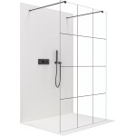 CERANO Sprchová zástěna Walk-in Onyx Duo L/P - 8 mm - hranatá vzpěra - černá matná, industriální sklo - 140x200 cm
