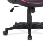 Herní křeslo, potah kombinace černé a růžové ekokůže, houpací mechanismus