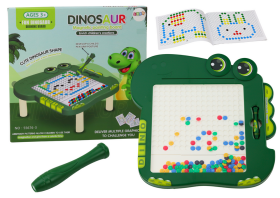 Mamido Edukativní magnetická tabule Dino puzzle zelená s korálky