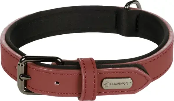 Flamingo Binti Kožený obojek s neoprenem červená S/M (FLA-519239)