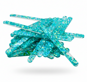 Cake star Akrylatové tyčky na nanuk tyrkys s třpytkami délka 11,5cm (10ks)