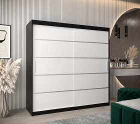 Šatní skříň Abi V1 Barva korpusu: Černá, Rozměry: 200 cm, Dveře: Bílá