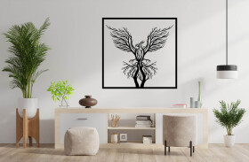Strom života fénix dekorace na zeď Rozměr (cm): 39 x 37, Dekor: Černá